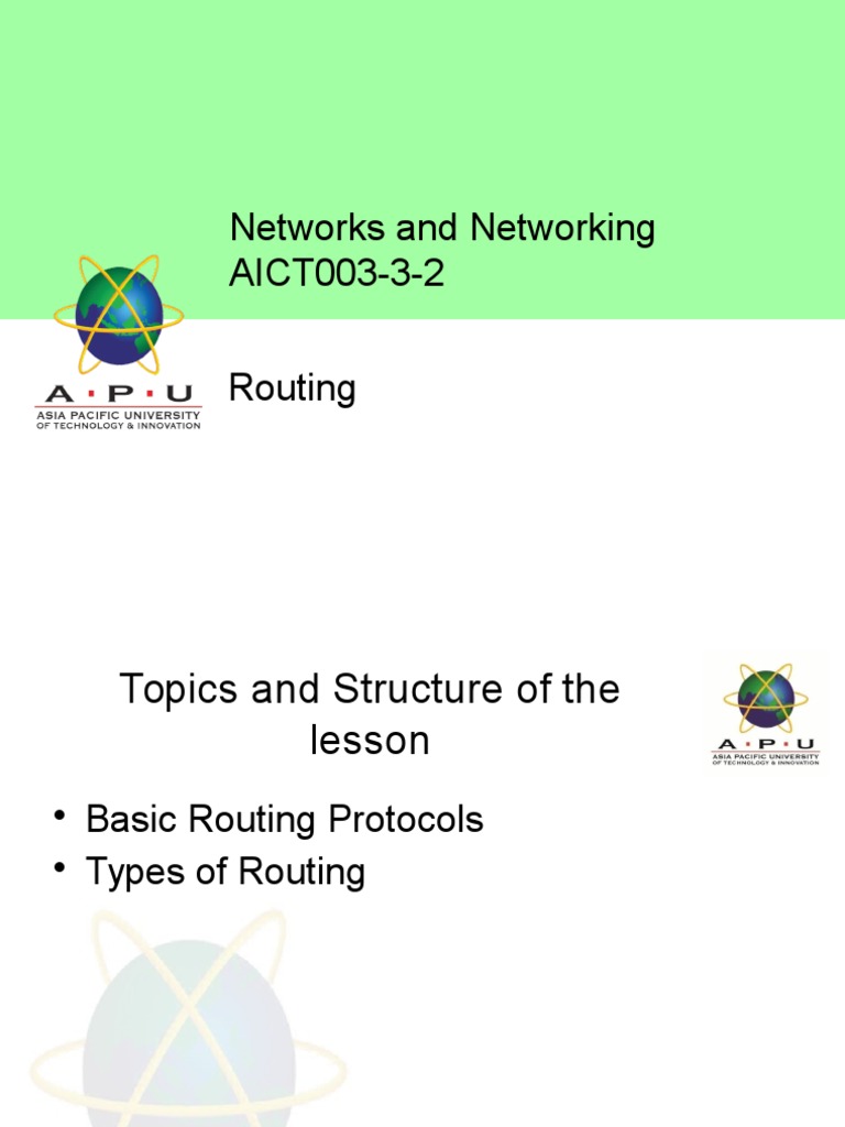 Networks and Networking AICT003-3-2 Routing | PDF | Routing | Router ...