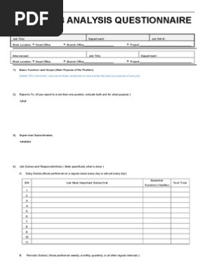 Job analysis questionairre