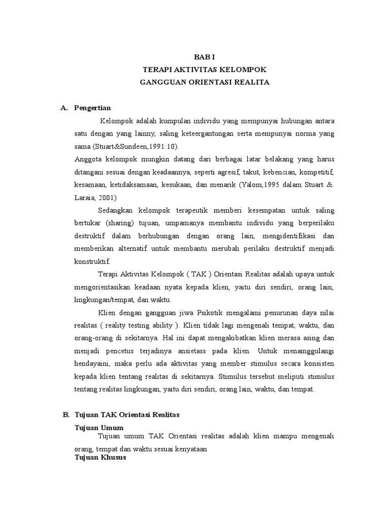 PROPOSAL (TAK) KEPERAWATAN JIWA ORIENTASI REALITAS