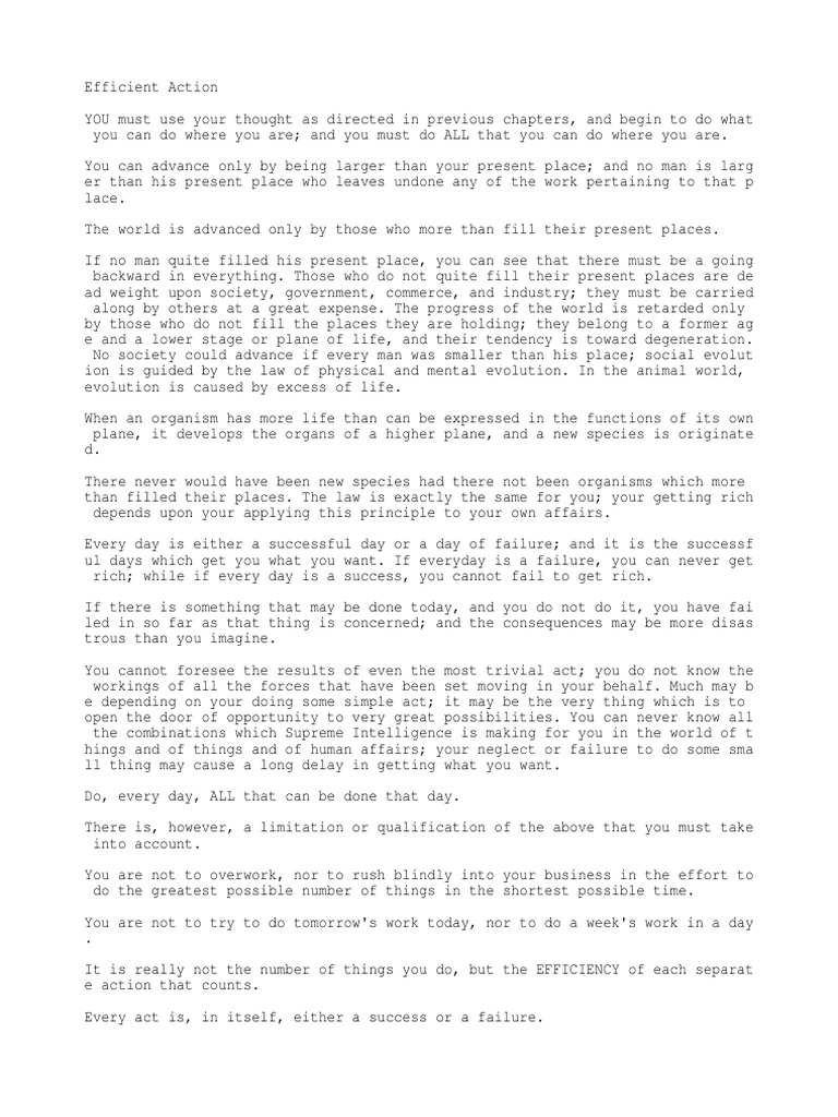 Efficient Action | PDF | Mind | Thought
