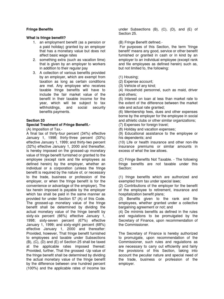 Fringe Benefits | Employee Benefits | Expense