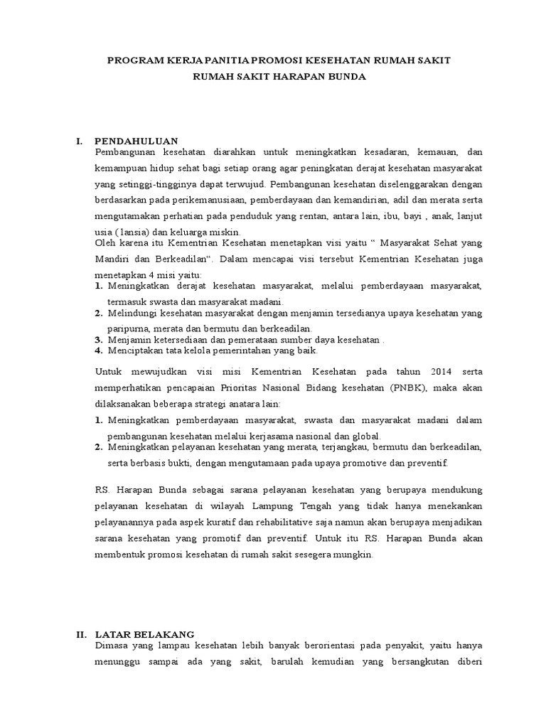 Program Promosi Kesehatan RS Harapan Bunda | PDF