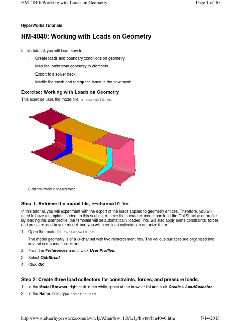 OptiStruct Load Application Tutorial | PDF | Norm (Mathematics) | Geometry