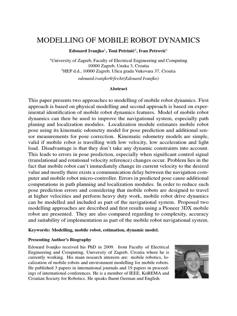 Modelling of Mobile Robot Dynamics | PDF | Kinematics | Acceleration