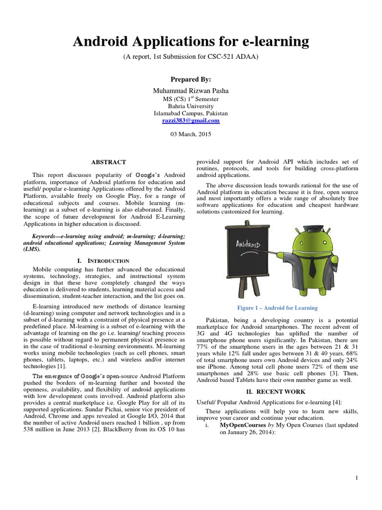 Android Applications For E-Learning by Muhammad Rizwan Pasha | PDF ...