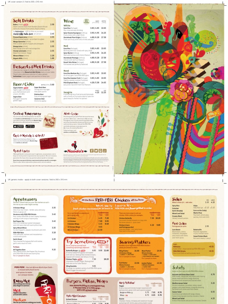 Nandos Menu PDF PDF Salad Hamburgers