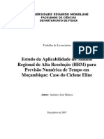 Estudo Da Aplicabilidade Do Modelo Regional de Alta Resolucao (HRM) para A Previsao Numerica de Tempo em Mocambique: Caso Do Ciclone Eline