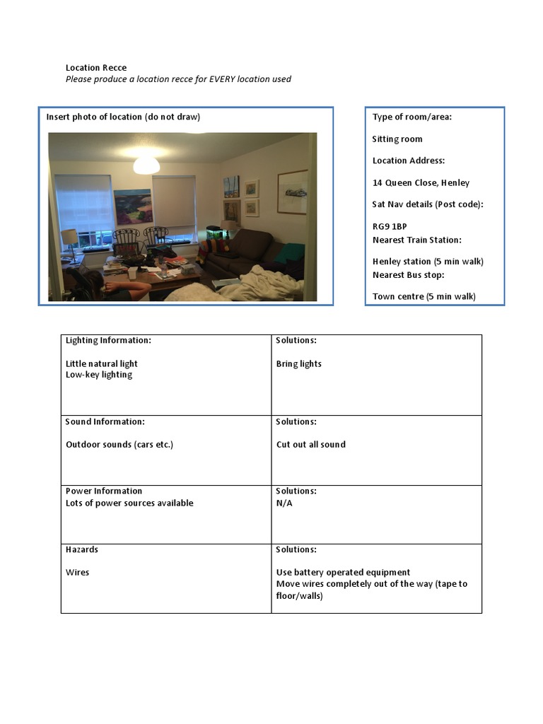 Location Recce Guide for Filmmakers | PDF | Art | Technology & Engineering