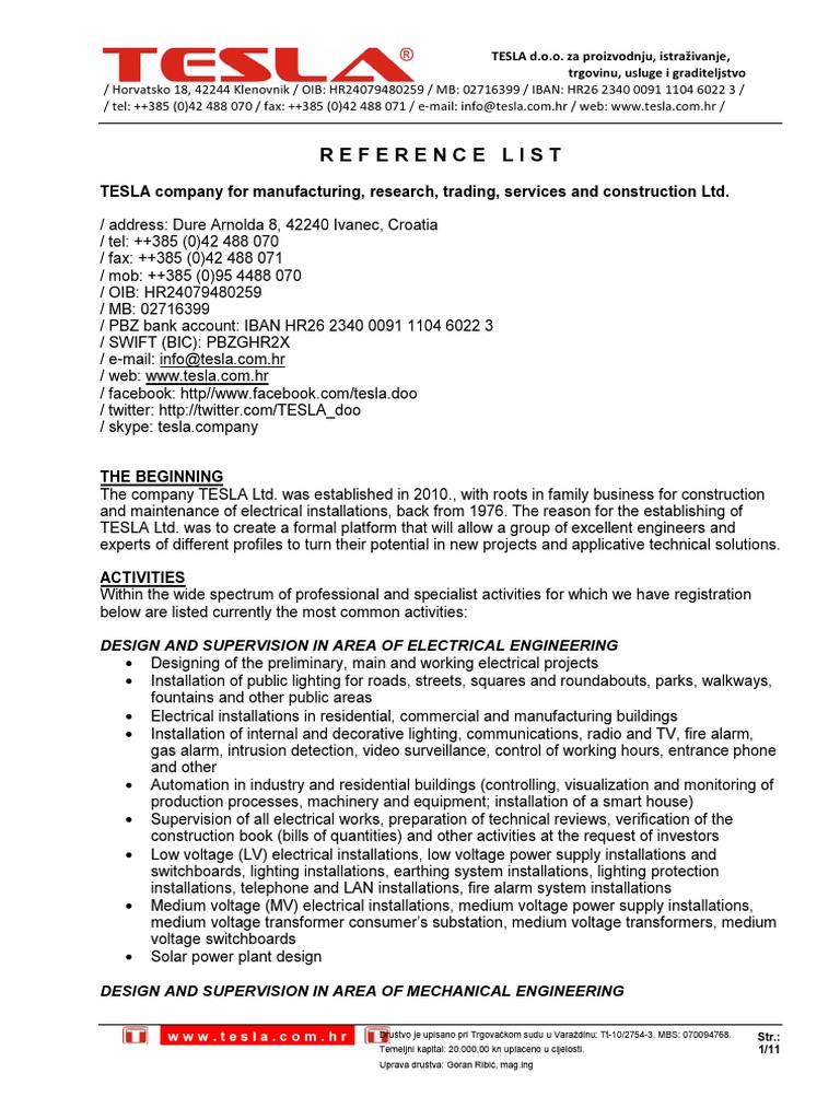 TESLA - Reference List - en - Ver140502 | PDF | Alternating Current ...