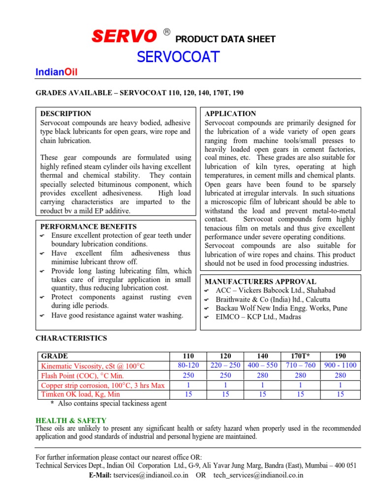 Servo Coat 120 Lubricant Gear