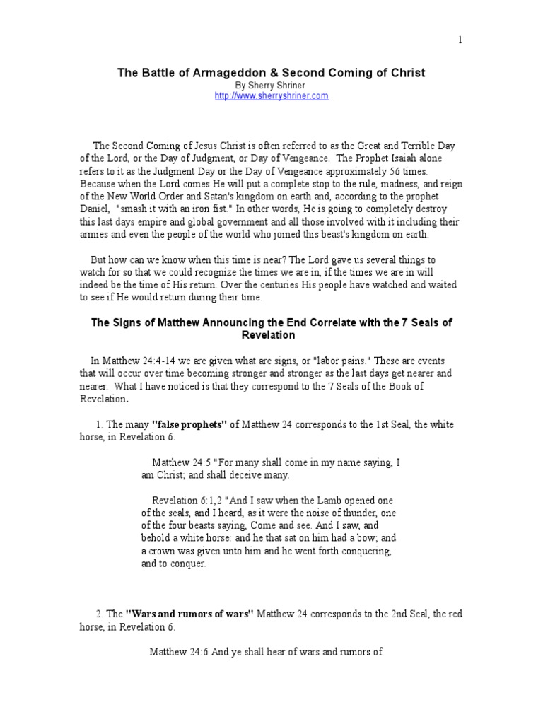 Armageddon and Christ's Return Explained PDF Last Judgment Second