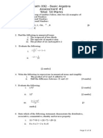Math 092 - Basic Algebra Assessment #1 Total: 50 Marks