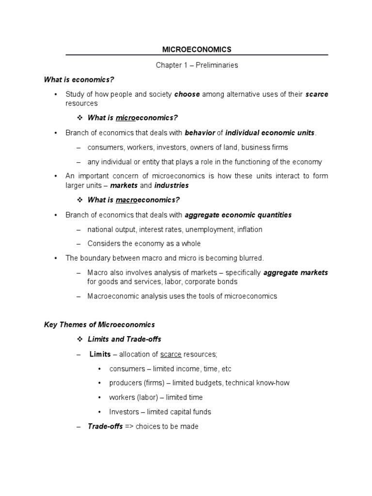 Microeconomics Notes 1 | PDF | Microeconomics | Macroeconomics