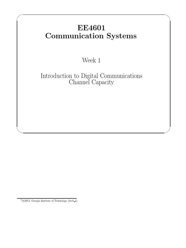 Week1Introduction To Digital Communications | PDF | Channel ...