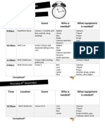 Time Location Scene Who Is Needed? What Equipment Is Needed?