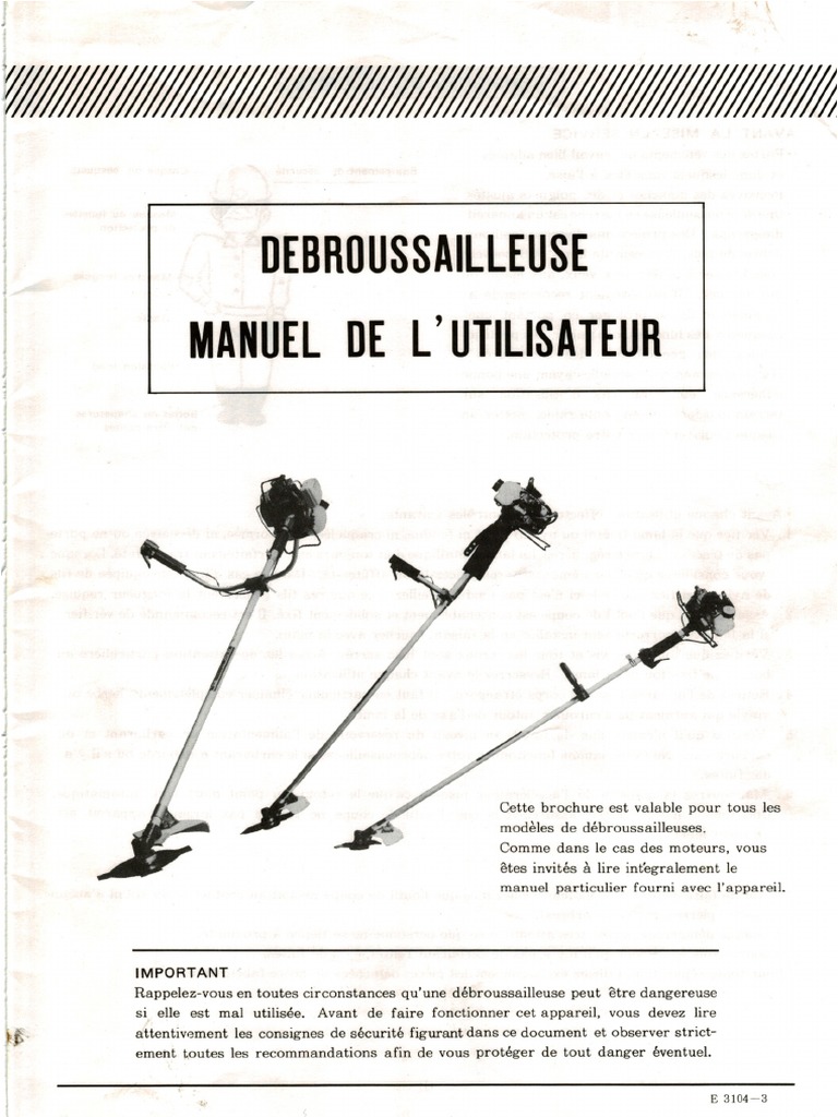 Manuel D'utilisation Dbroussailleuse Kawasaki TD40-D TD48-D | PDF |  Propulsion | Machine