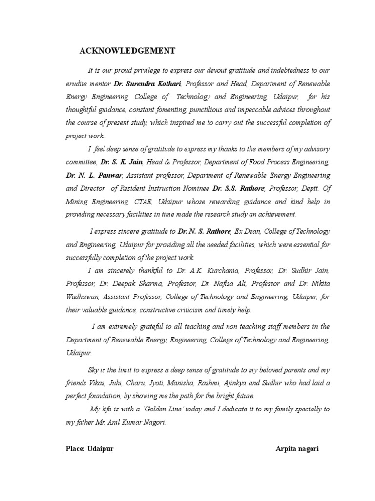 Acknowledgments of Arpita Nagori's Dissertation | PDF