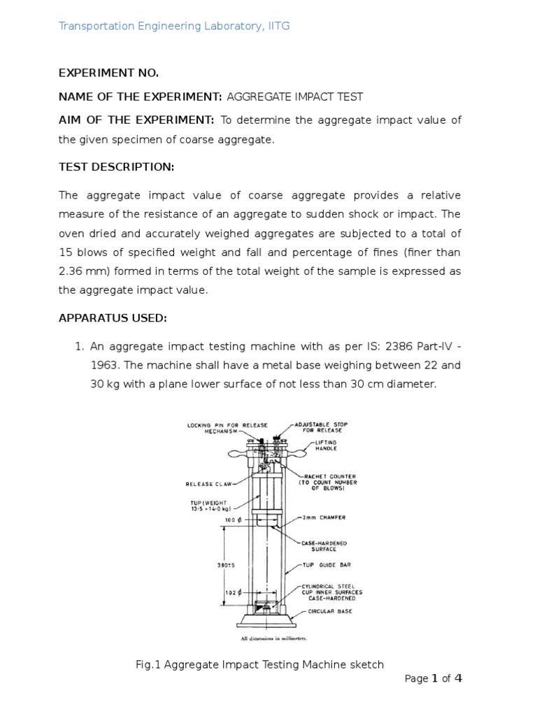 Aggregate Impact Test Procedure | PDF | Construction Aggregate | Experiment