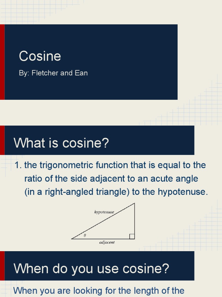 Understanding Cosine in Right Triangles | PDF