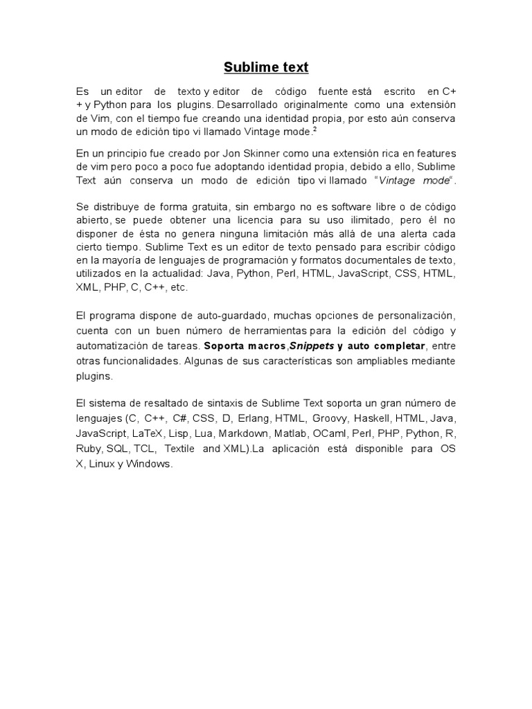 Características y Ventajas de Sublime Text | PDF | Programa de ...