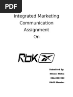 Download Reebok- An Advertising Assignment by shivanimehra SN25862266 doc pdf