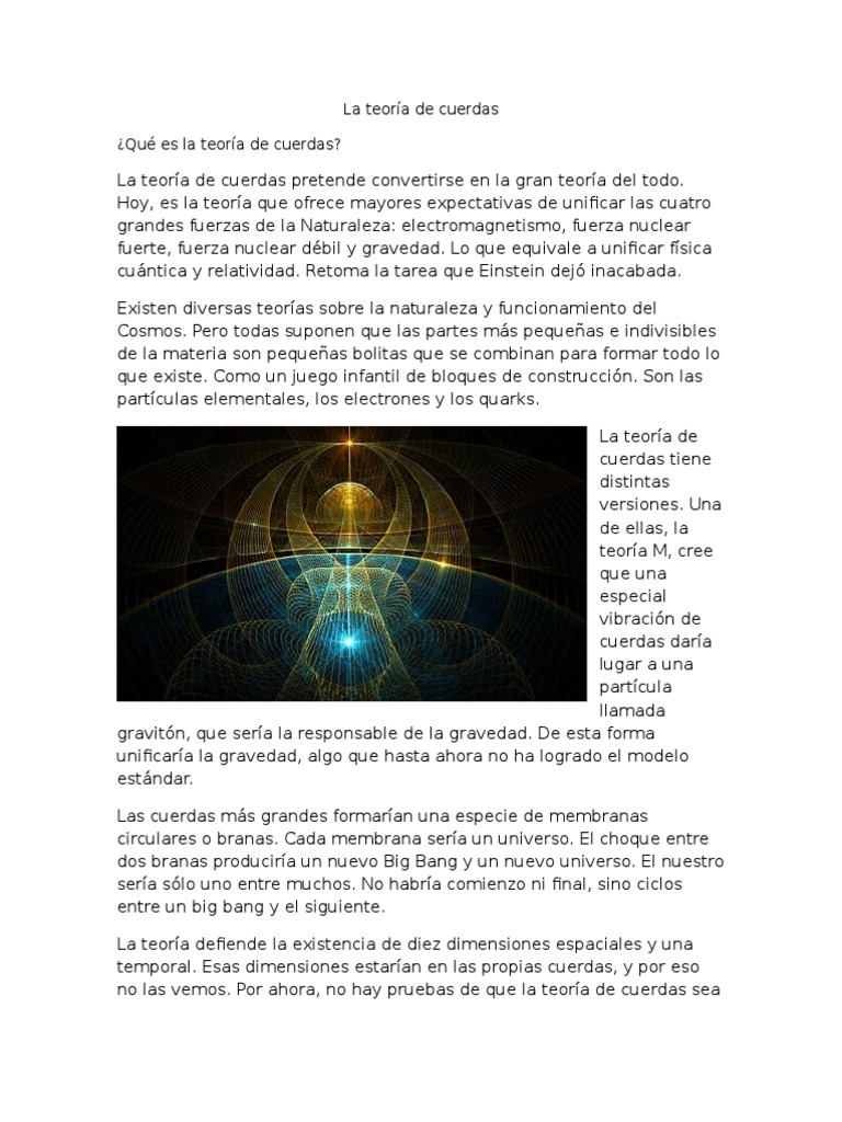 La Teoría de Cuerdas PDF Teoria de las cuerdas Gravedad