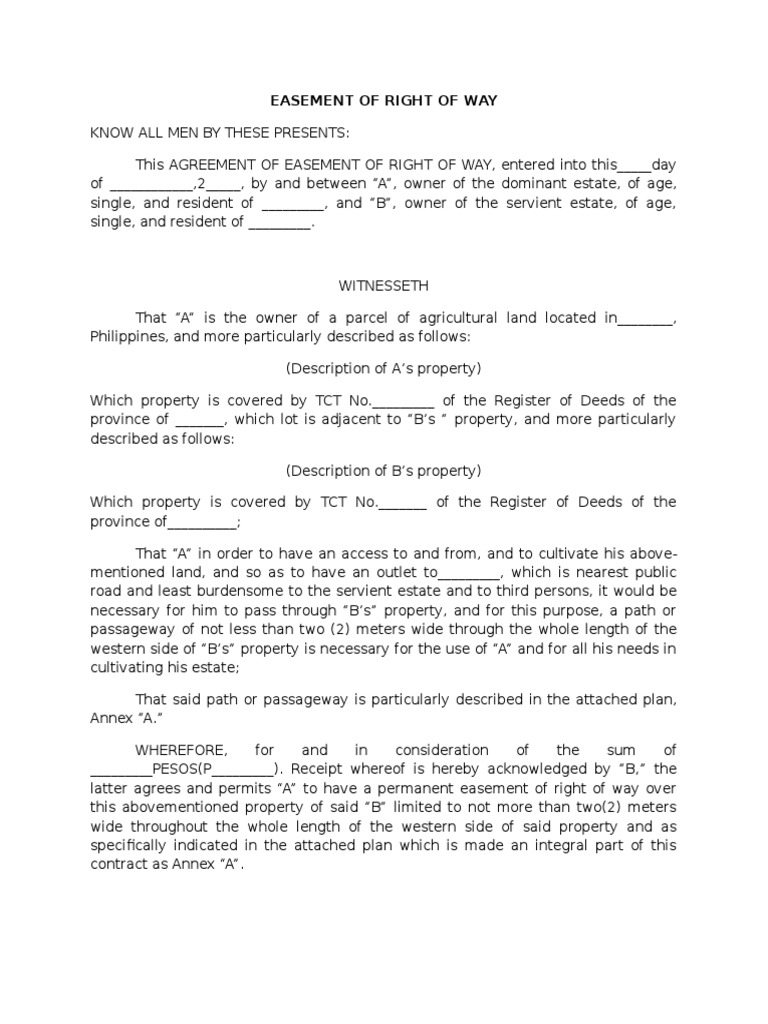 Easement Of Right Of Way