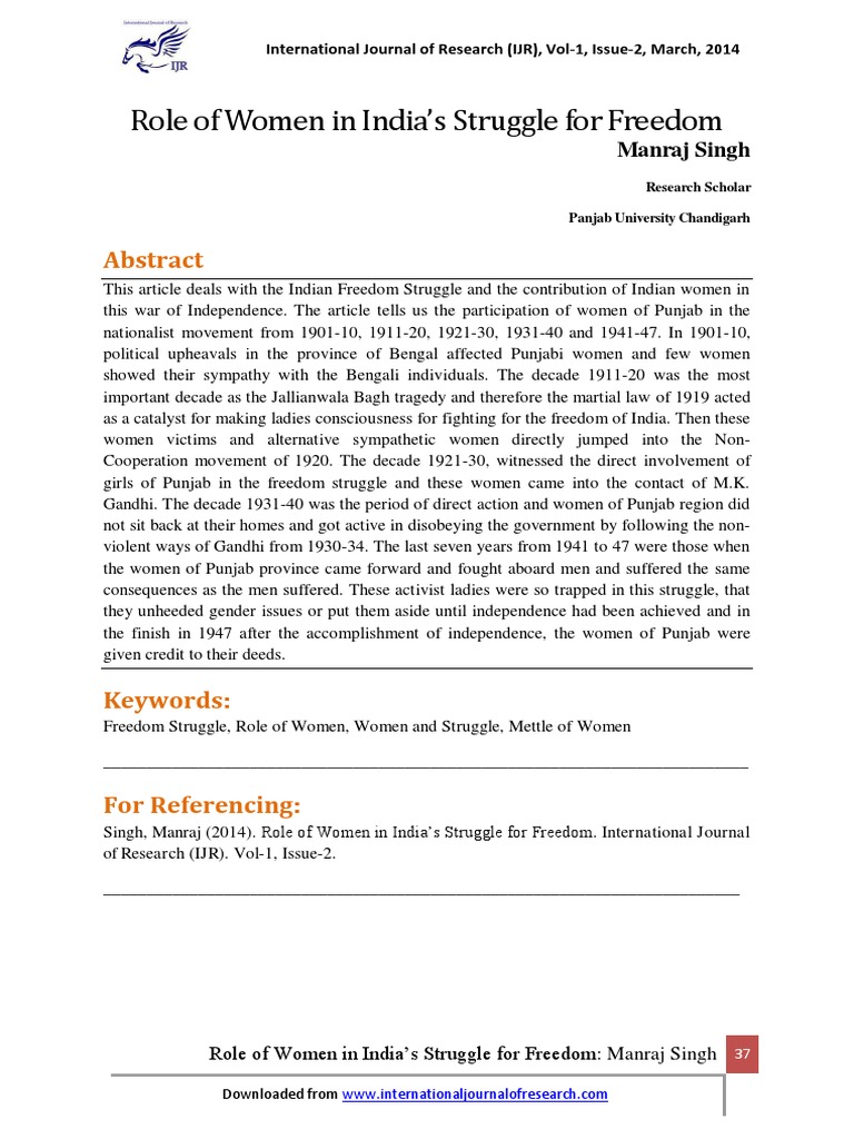 Role of Women in India Libre | PDF | Mahatma Gandhi | Indian National ...