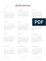 2015 One Page Calendar