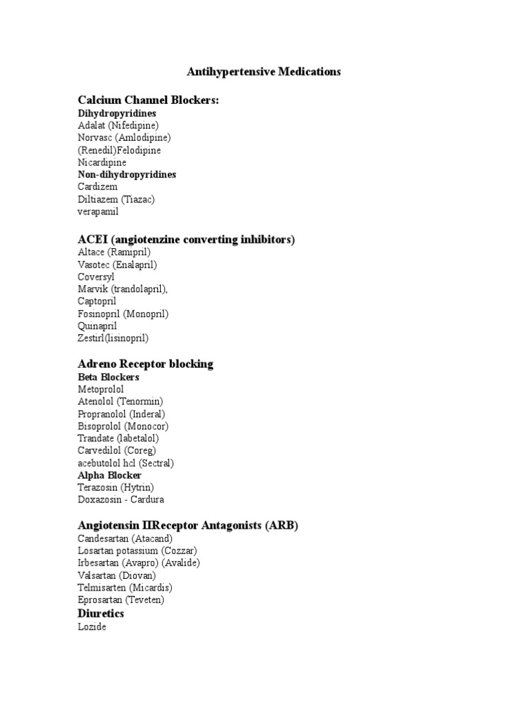 Antihypertensive Medication Overview | PDF