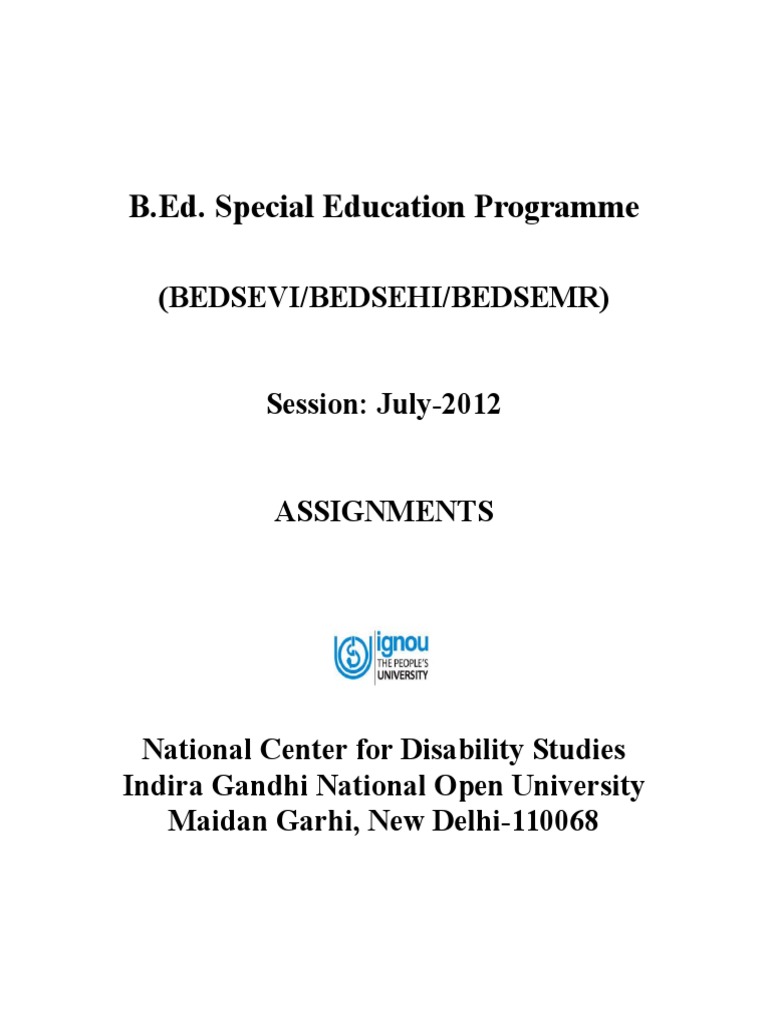 B.Ed. Special Education Programme (Bedsevi/Bedsehi/Bedsemr) PDF