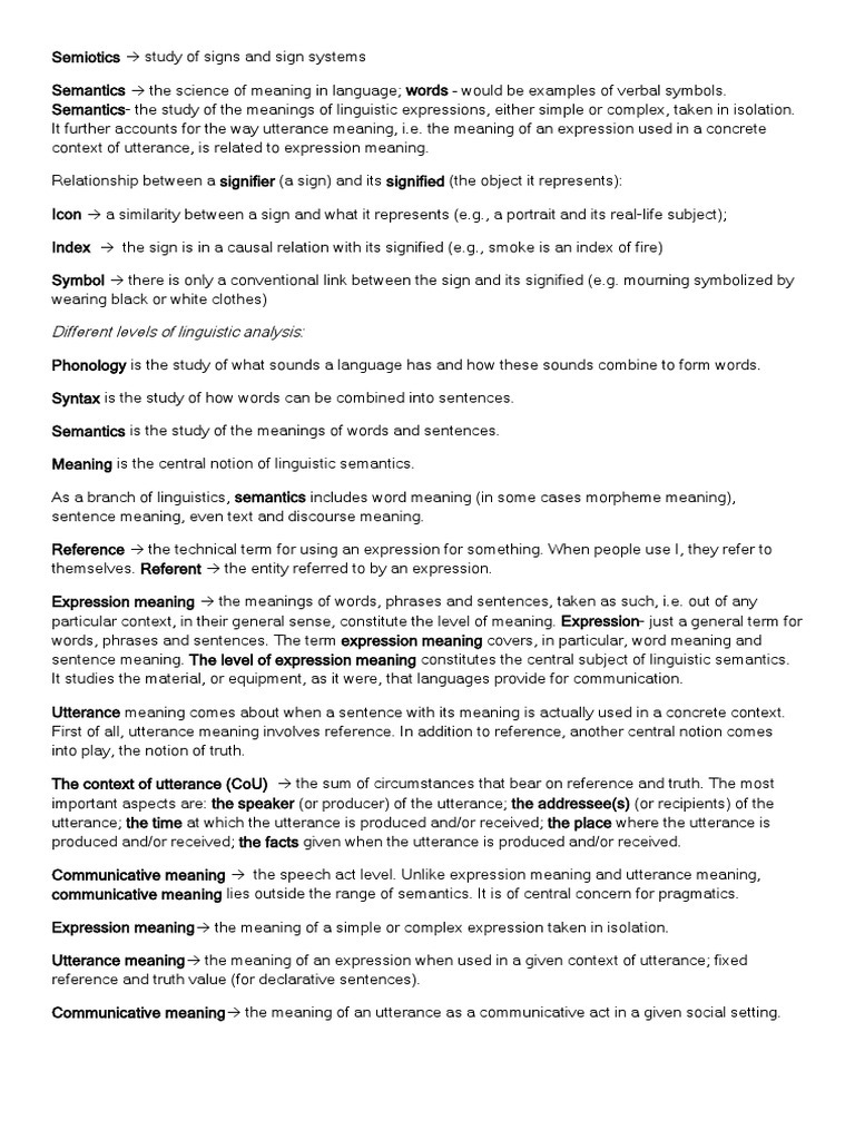 Introduction to Semantics Explained | PDF | Semantics | Word