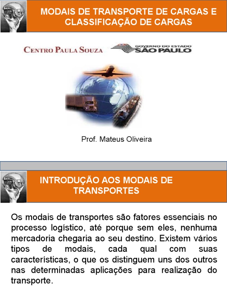 Modais de Transporte e Classificação de Cargas | PDF | Embalagem e ...