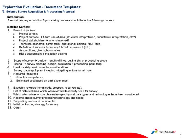 Seismic Survey Acquisition Proposal Guide | PDF