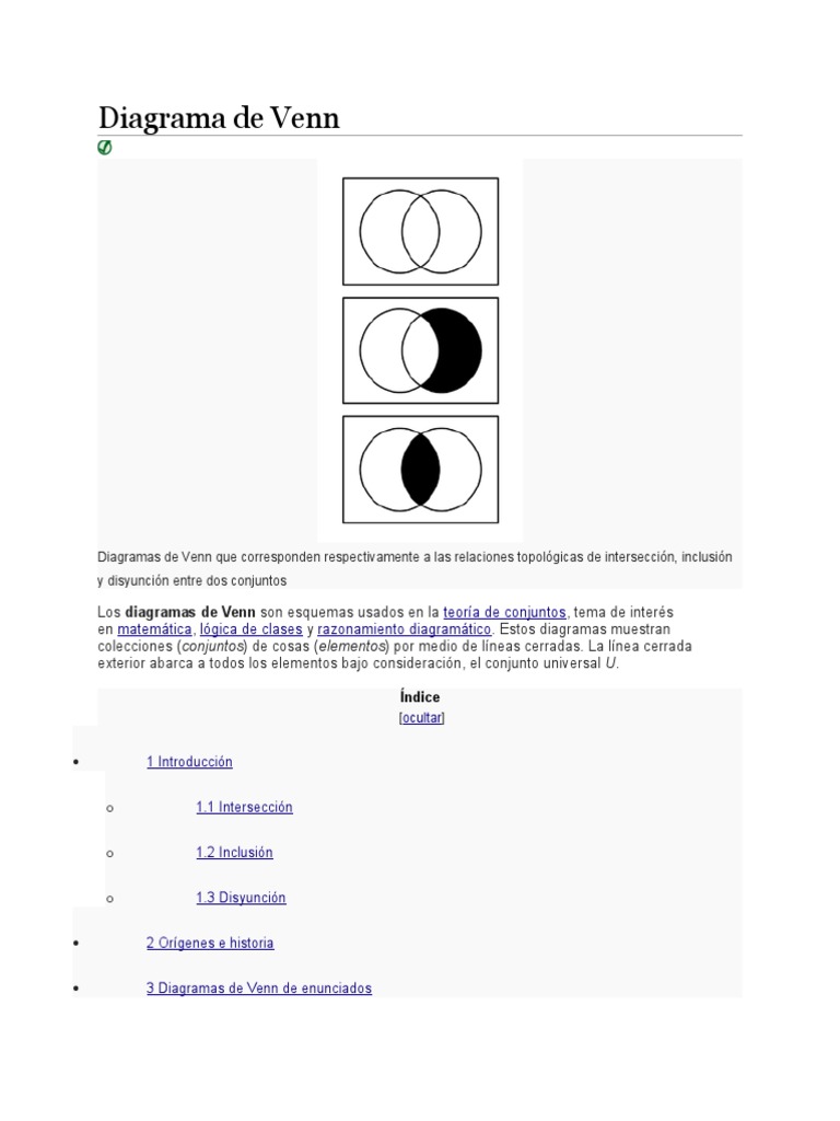 Diagramas de Venn: Intersección e Inclusión | PDF | Infografia | Modelo ...