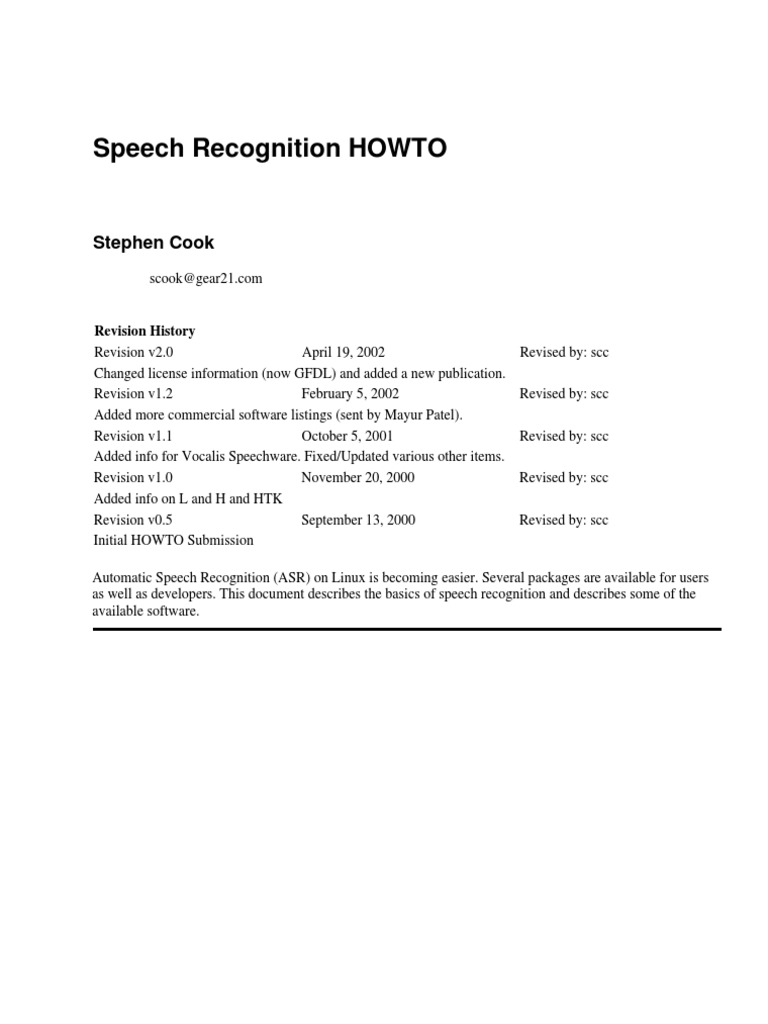 Speech Recognition Howto | PDF