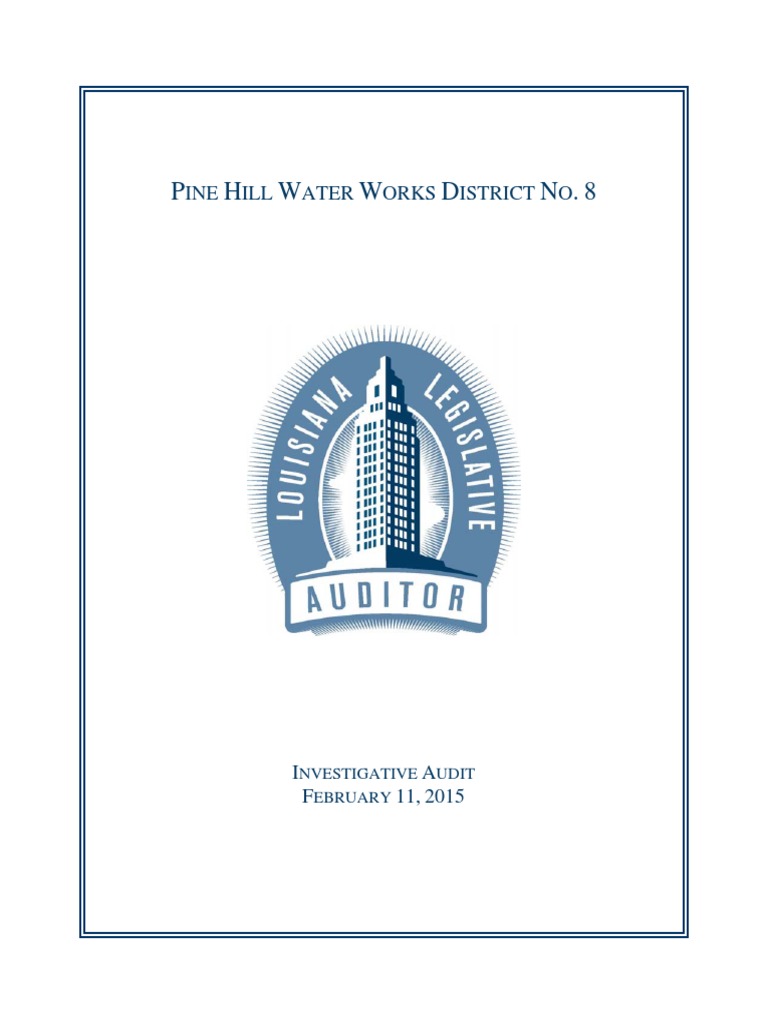 Pine Hill Water Works District Investigative Audit PDF Fraud