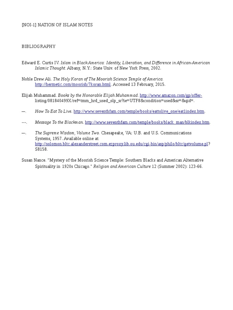 (NOI-1) Nation of Islam Notes | PDF