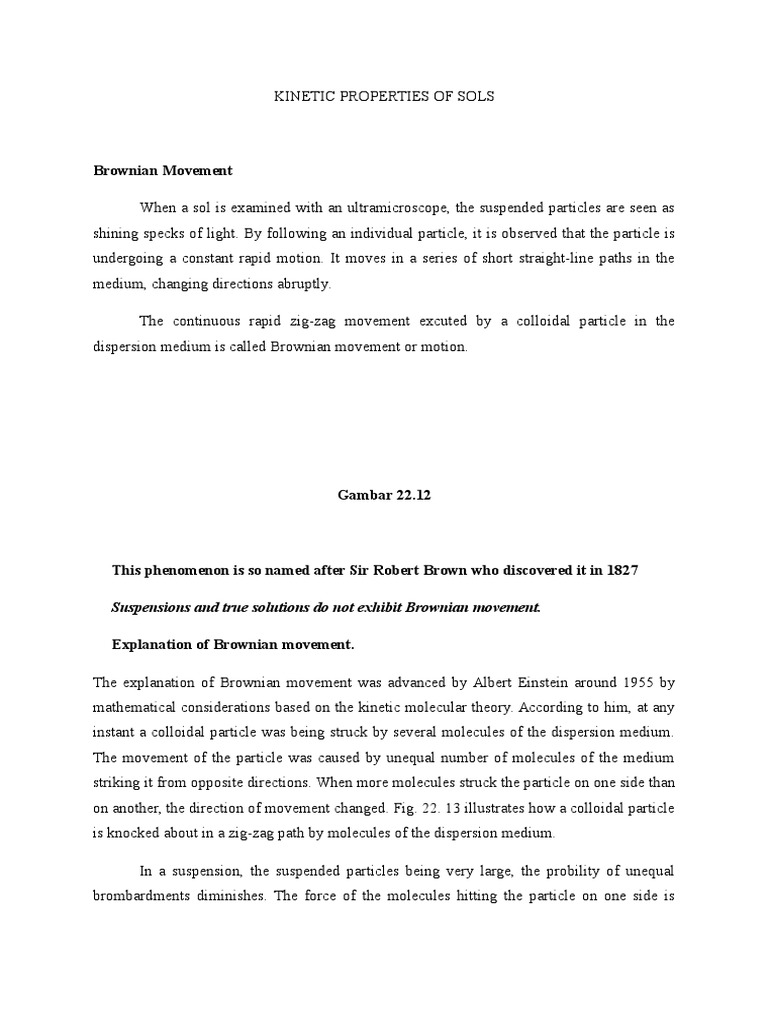 Kinetic Properties of Sols | PDF