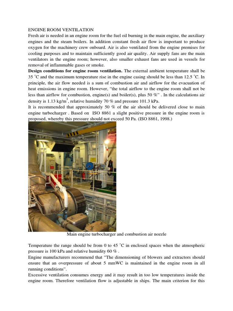 Engine Room Ventilation PDF Exhaust Gas Engines