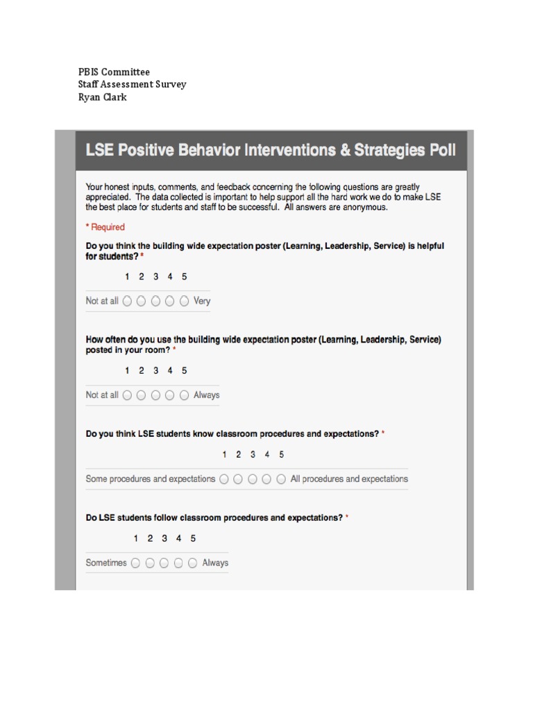 PBIS Staff Assessment Survey | PDF