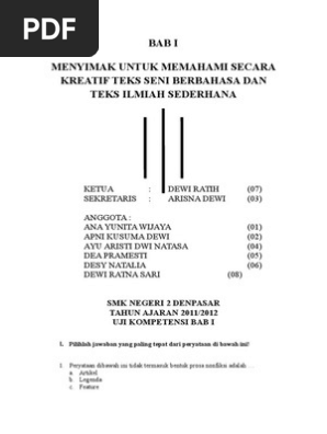 Jawaban Bahasa Indonesia Kelas Xii Ak 1