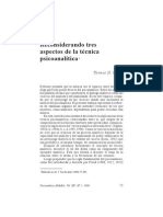 Reconsiderando tres aspectos técnicos del psicoanálisis