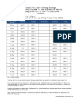 Timetable Dip TESOL Mornings 22 Jun - 11 Oct 2015-2