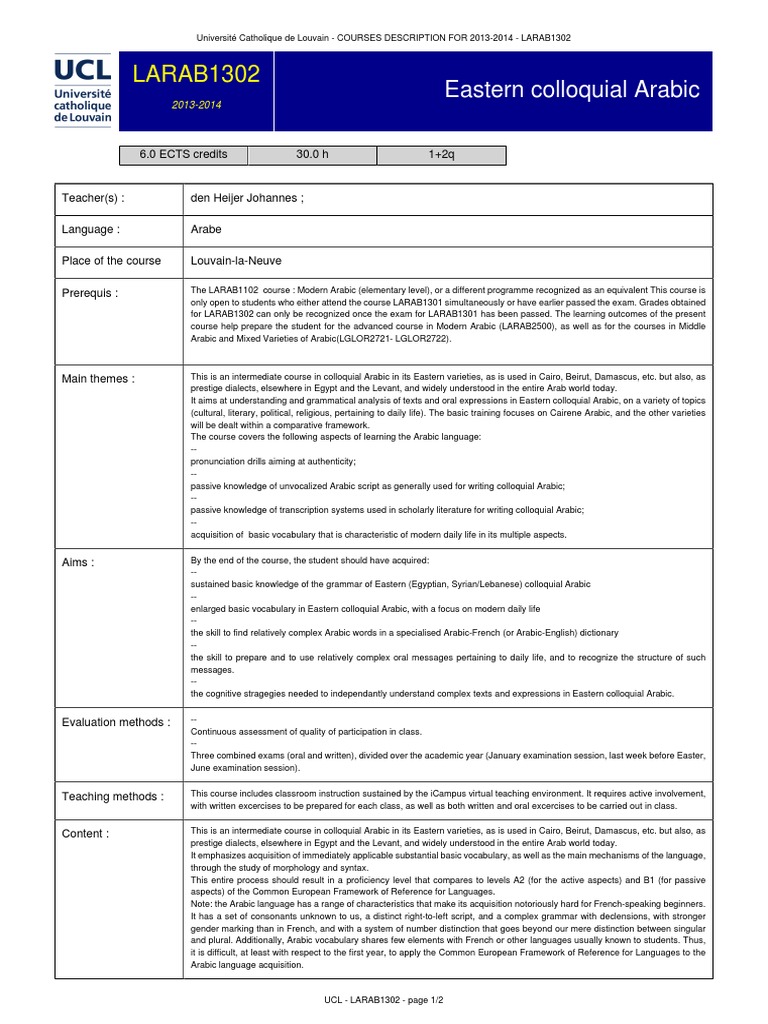 Intermediate Eastern Colloquial Arabic | PDF | Arabic | Semiotics