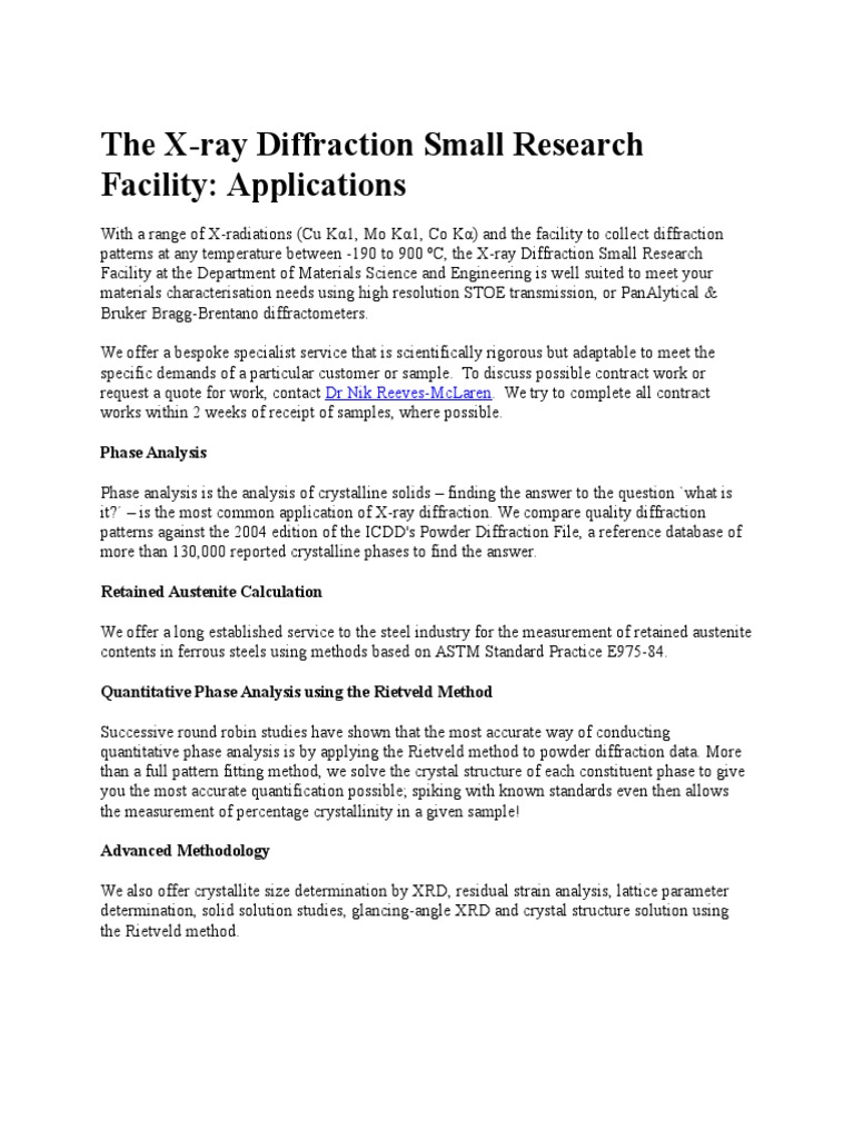The X-Ray Diffraction Small Research Facility: Applications: Phase ...