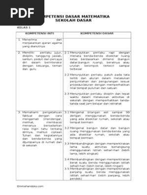 Kurikulum 2013 Matematika Kelas 1