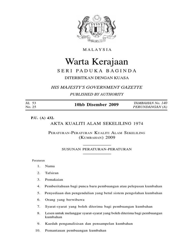 Malaysia Environmental Quality Act PDF