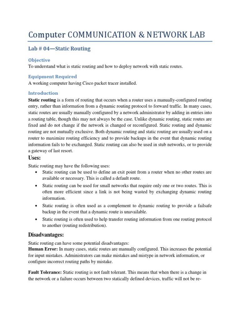 Computer Communication & Network Lab | PDF | Routing | Router (Computing)