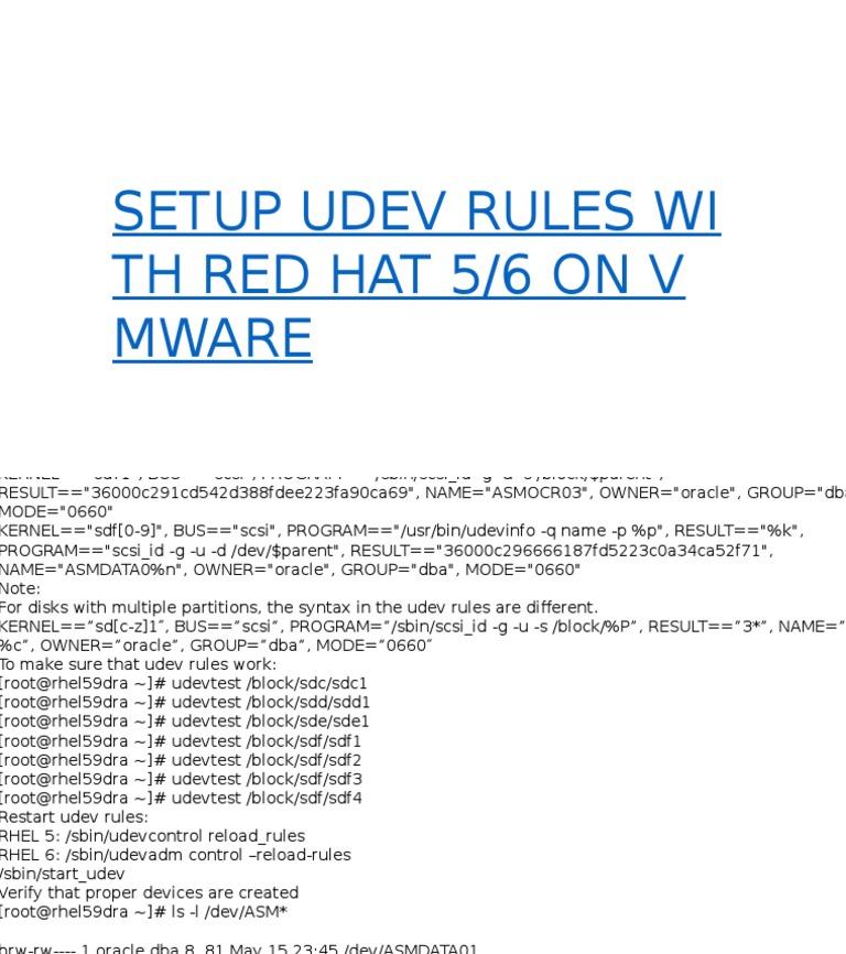 Setup Udev Rules With Red Hat 5 and 6 PDF
